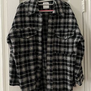 Zara Black and White Tweed Shacket